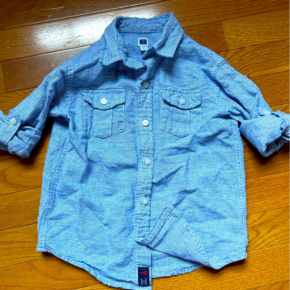 Janie and Jack, 4t, blue and white striped collared shirt
